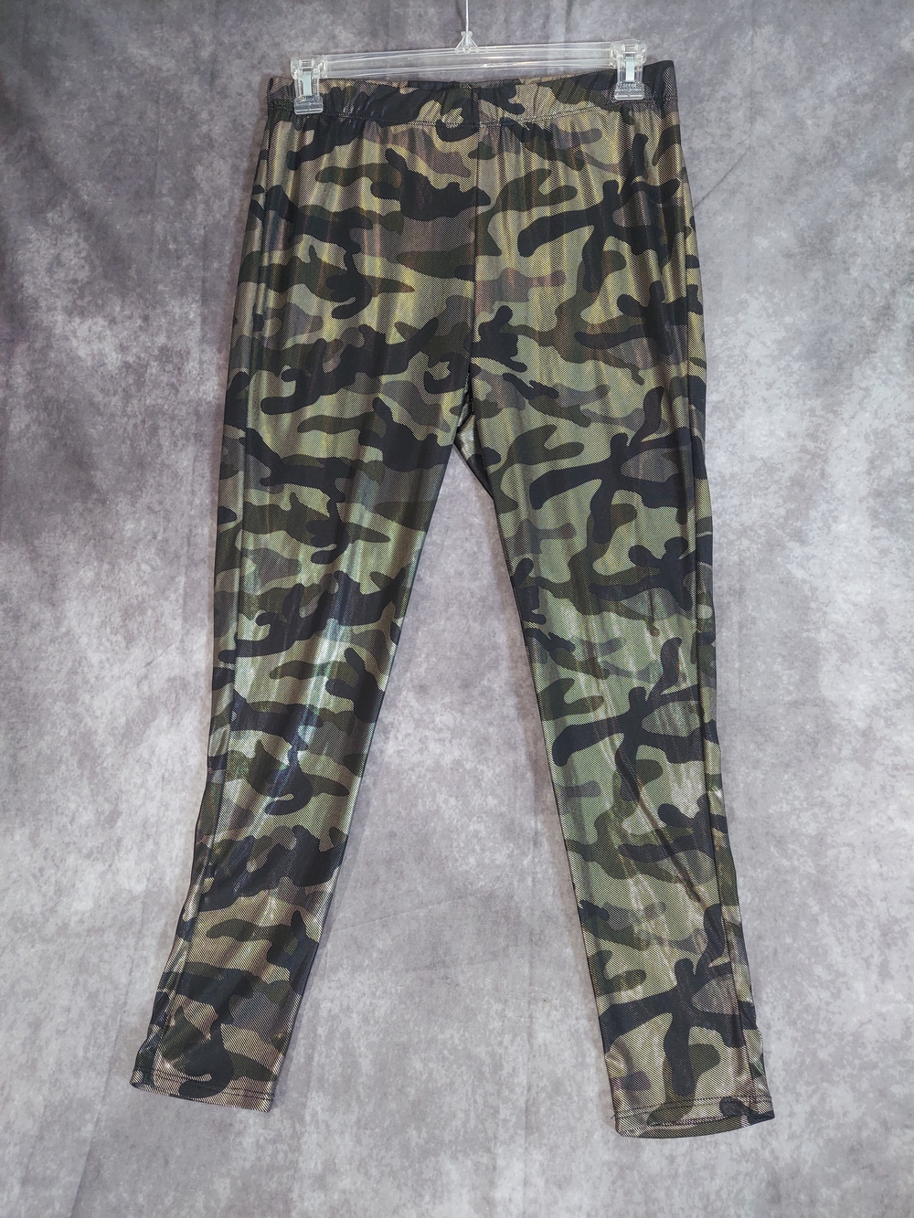 Lilian Boutique Metallic Camo Leggings GI Jane High Waisted Plus Size XL NWT